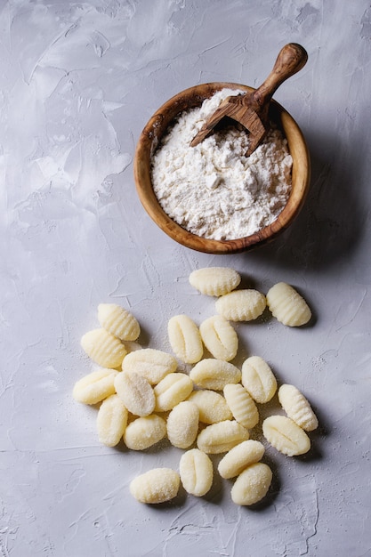 Raw uncooked potato gnocchi