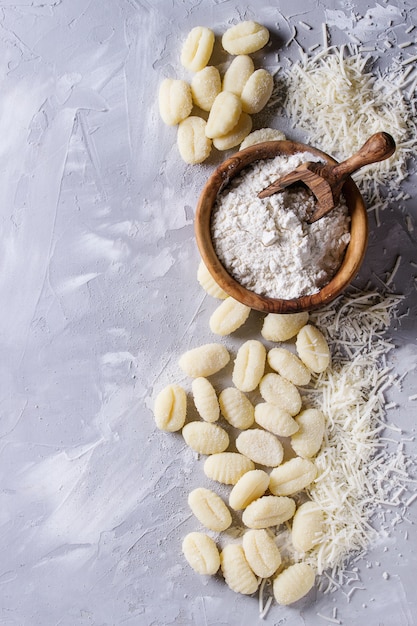 Raw uncooked potato gnocchi