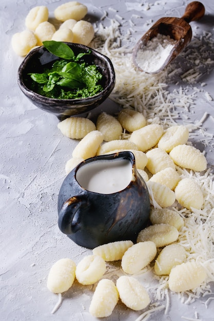 Raw uncooked potato gnocchi