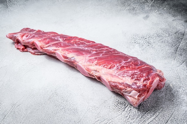 Raw veal calf short spare rib meat.