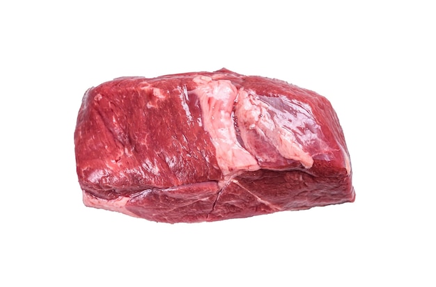 Filetto di bistecca di carne di vitello crudo isolato su sfondo bianco