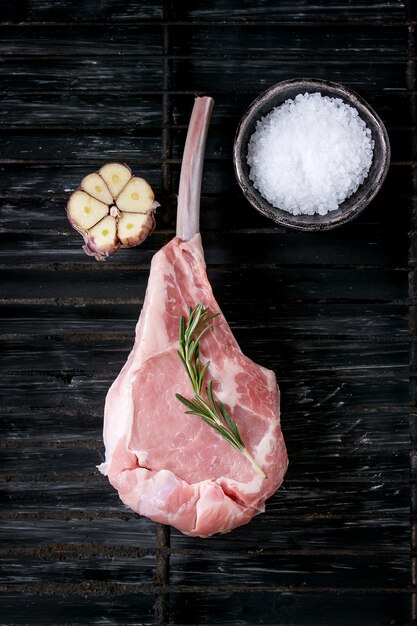 Raw Veal tomahawk steak