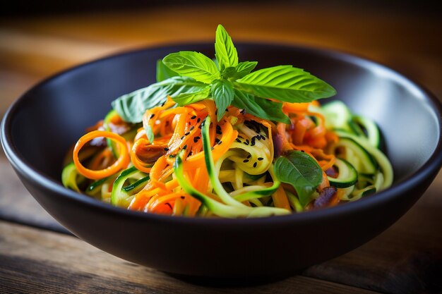 Photo raw vegan detox zoodle salad