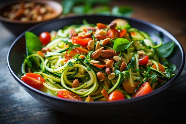 Photo raw vegan detox zoodle salad