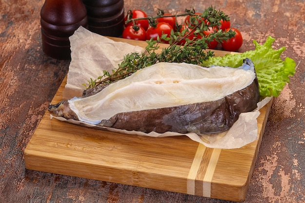 Raw wolffish steak