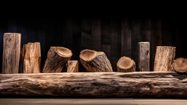 Photo raw wood display rugged texture for rustic artisanal items