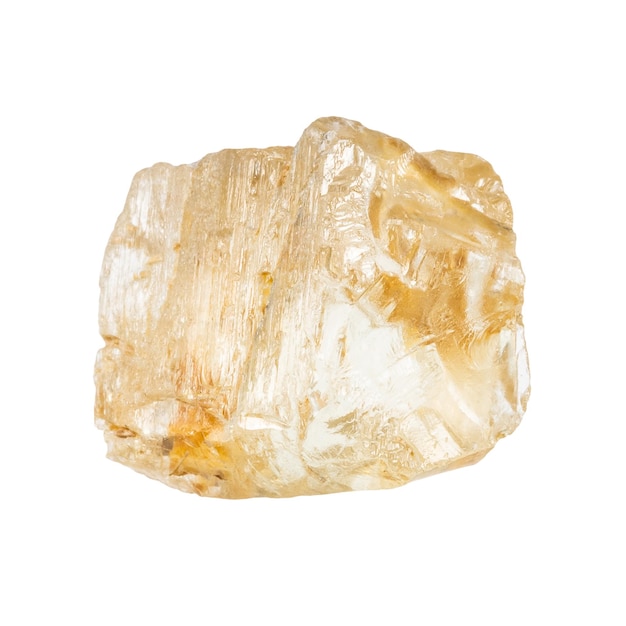 raw yellow scapolite crystal isolated on white