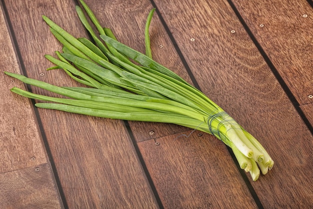 Raw young green onion heap