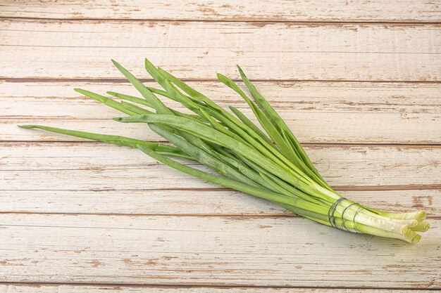 Raw young green onion heap