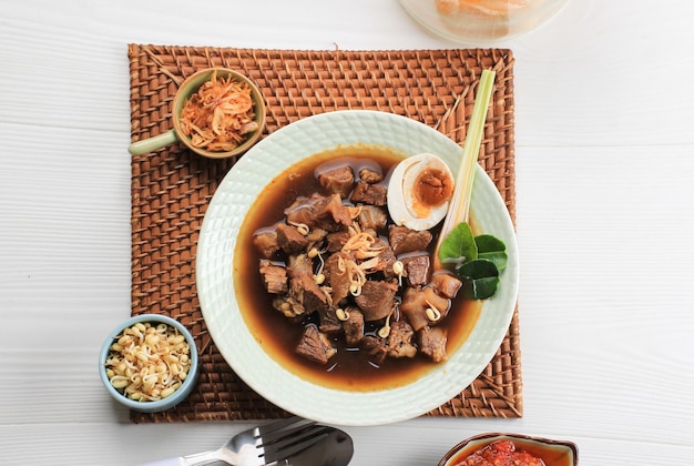 Rawon Traditionele Indonesische Rundvlees Zwarte Soep Culinair