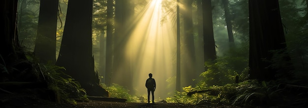 森の中の光線 AI生成画像