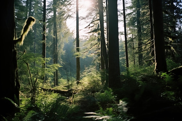 rays of light through the forest