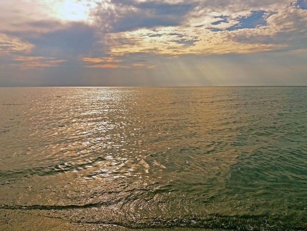 The rays of the sun over the Greek Mediterranean Sea