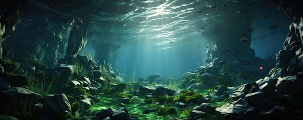 Photo the rays of the sun under water and the seabed