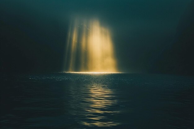 Rays of sunlight shining into sea