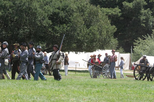 Foto re-enactment van de burgeroorlog