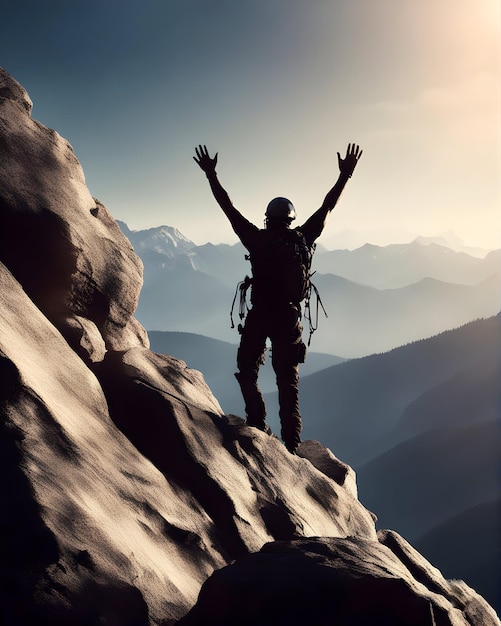 Reaching for the Stars showing silhouette of man on Motivation Peak