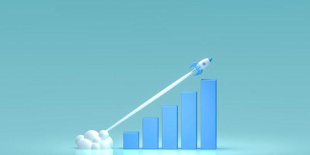 Reactieve snelle groei van economische indicatoren economische en financiële groei Groeigrafiek webbanner Gegevensanalyse Financiële gegevensconcept Staafdiagram en opgroeien