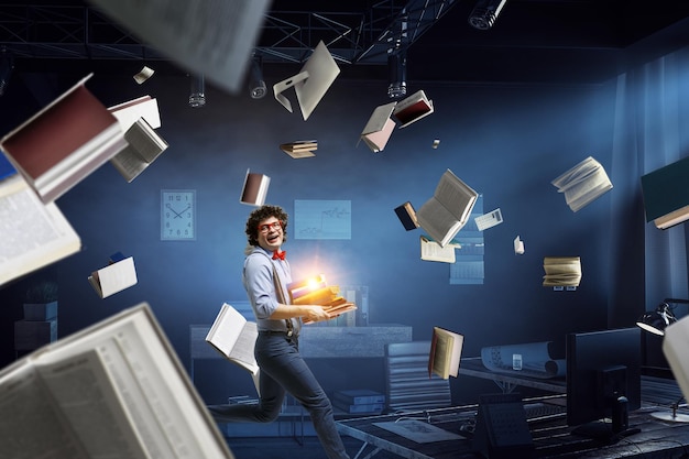 reading and books concept. mixed media