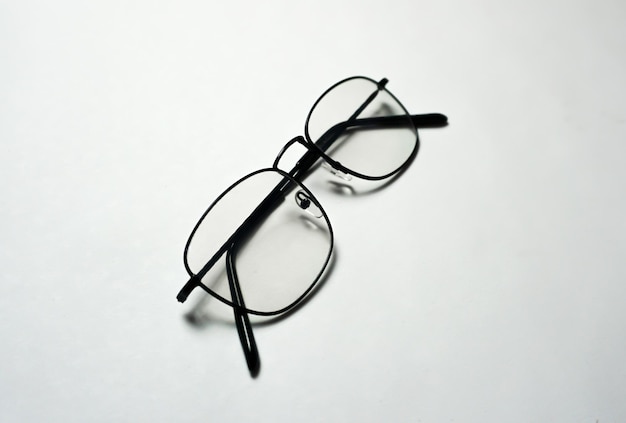 Reading glasses on a white background