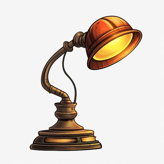 Reading lamp 2d cartoon illustraton on white background