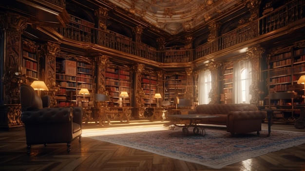 Reading room in old libraryGenerative AI