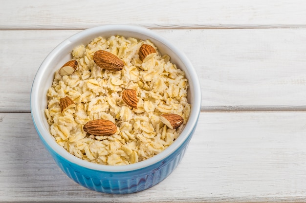 Ready-made oat flakes in a plate