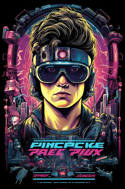 Photo ready player one in the style of autopunk logo avocadopunk phoenician art screen printing