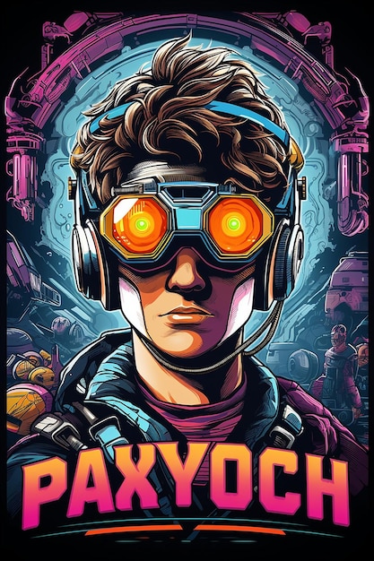 Photo ready player one in the style of autopunk logo avocadopunk phoenician art screen printing