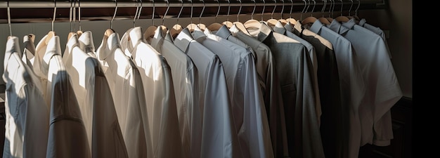 Ready-to-Wear droogreinigers' rack gevuld met vers gereinigde kleren generatieve ai