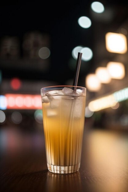 Foto pronto a bere il tè al limone su un tavolo in un ristorante di hong kong