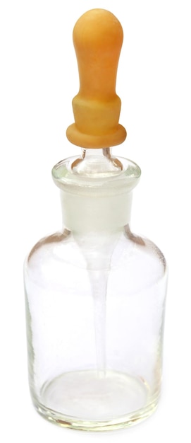 白い背景の上の試薬瓶