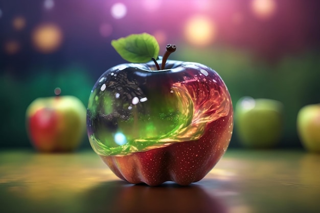 A real apple inside an crystal made apple