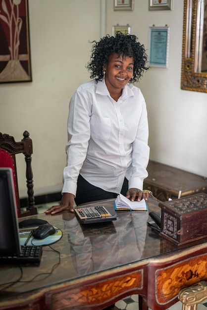 Real authentic african black businesswoman in the office