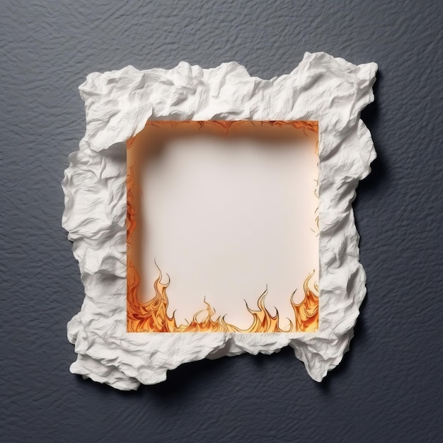 Real burned white sheet of paper with real flames High quality ai generated image on white background