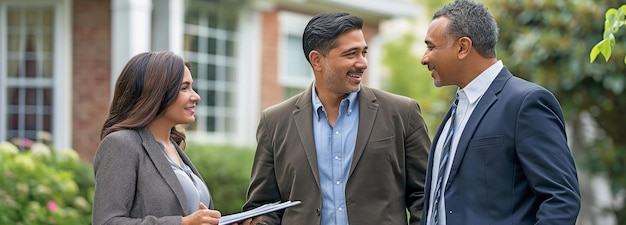 Real estate agent introducing a couple to a new home