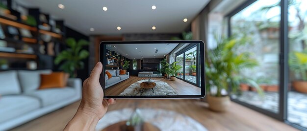 Real estate agent presenting virtual property tours to prospective buyers