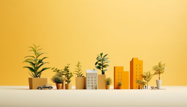 Real estate concept with miniature objects natural colors minimalist