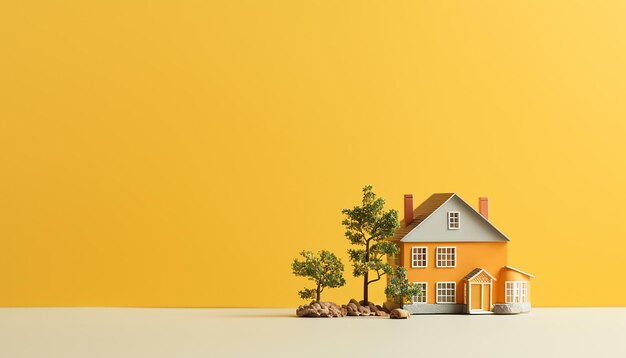 Real estate concept with miniature objects natural colors minimalist