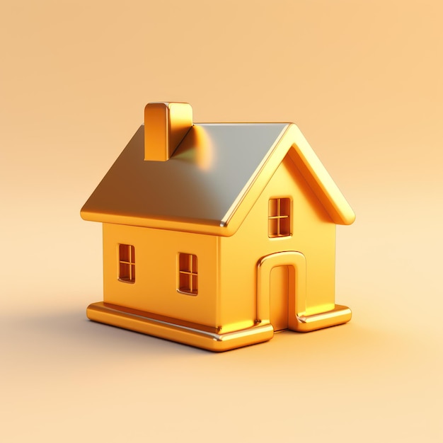 Real estate Gold house with gold background
