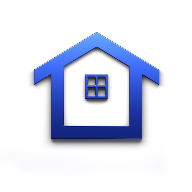 Photo real estate house in blue color icon logo 3d rendering illustration