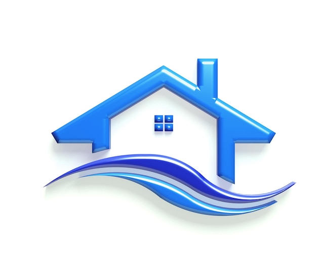 Real Estate house blue Logo Design Illustration