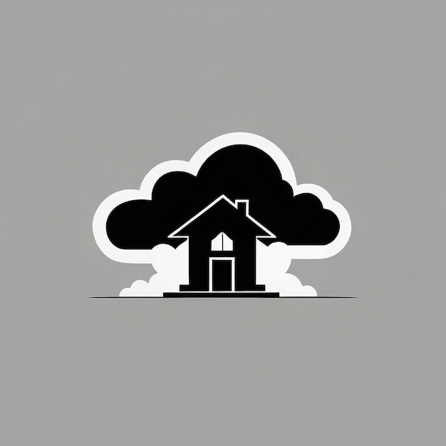 Photo real estate house logo symbol a cloud with a house in the middle