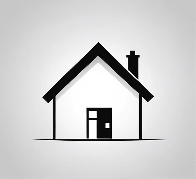 real estate house logo symbol a house icon with shadow on a white background