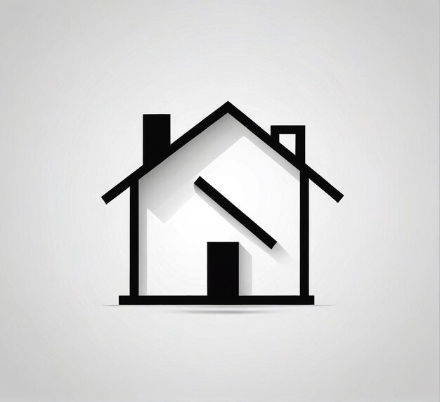 real estate house logo symbol a house icon with shadow on a white background