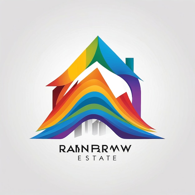 Photo real estate house logo symbol a house logo with rainbow colors