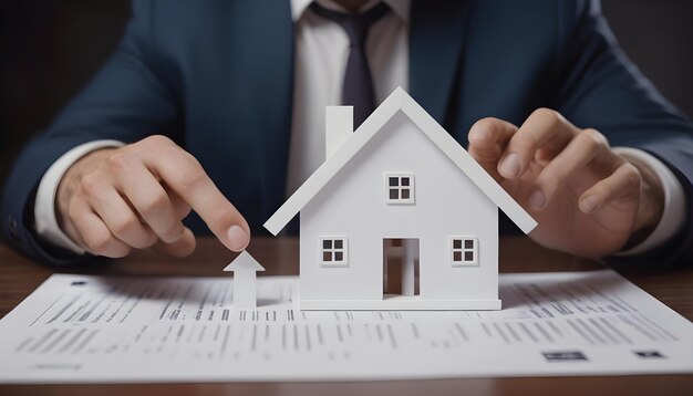 부동산 투자 개념: 모기지 대출, 주택 및 인스 분석을 위한 모델 하우스 아이콘