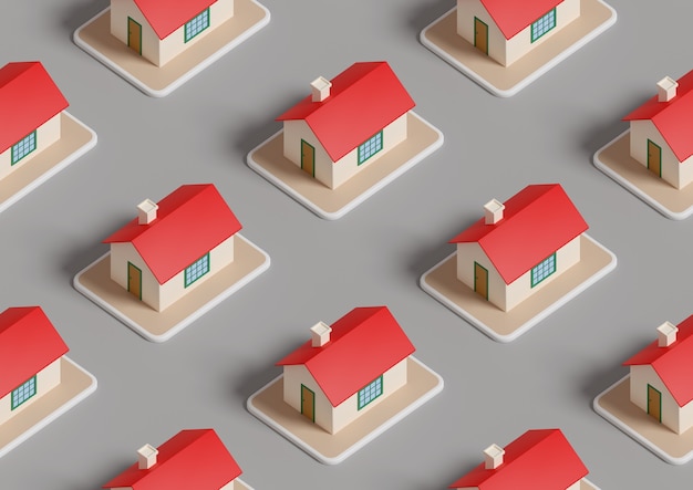 Real estate isometric seamless pattern.