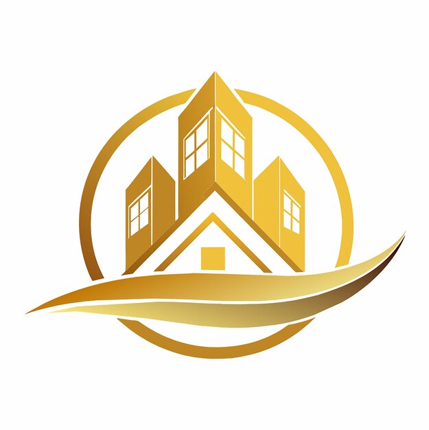 Foto real estate logo sjabloon met gouden kleur real estate icoon logo ontwerp sjabloon vector design