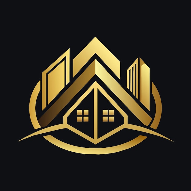 Фото Шаблон логотипа недвижимости с золотым цветом шаблон дизайна логотипа иконы недвижимости векторный дизайн